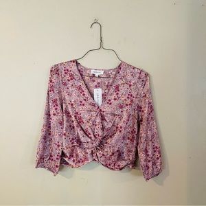 NWT Purple Floral Cropped Blouse